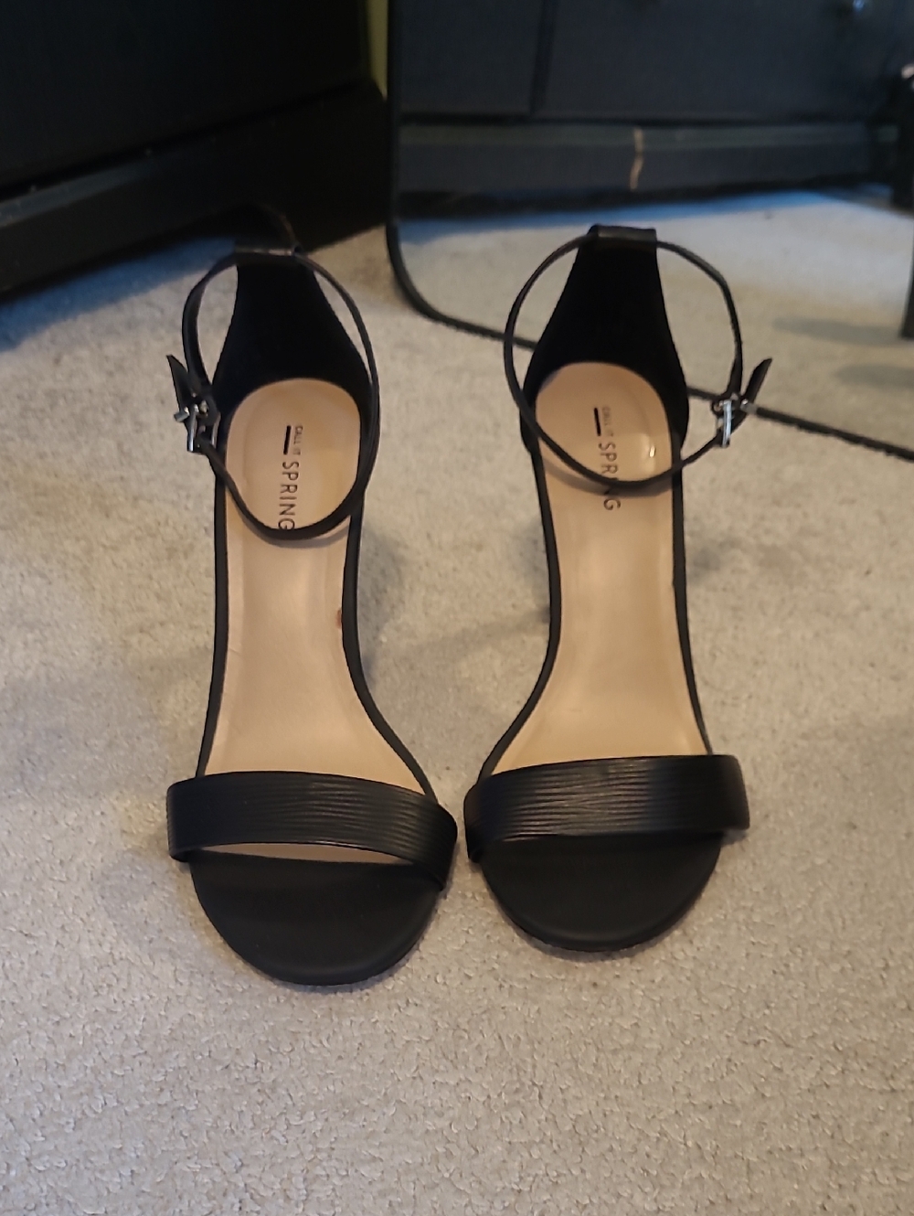 Call It Spring Black Ankle-Strap Block Heels